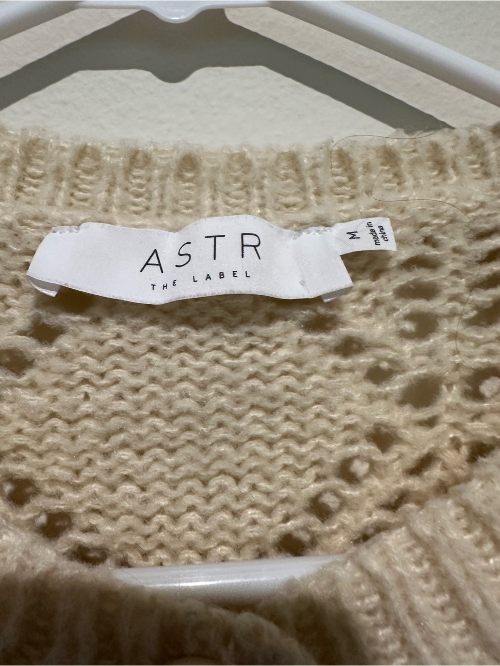 ASTR Anthropologie Cream Openwork Knit Button-Front Cardigan - Picture 4 of 10